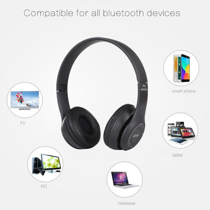 P47 หูฟัง Bluetooth ไร้สายแบบพับได้พร้อมแจ็คเสียง 3.5 มม. รองรับ MP3 / FM / โทร, P47 Black, P47 Blue, P47 Red, P47 White, P47 Green