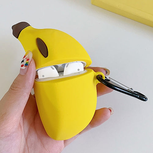 หูฟังไร้สายกันกระแทกกล้วยซิลิโคนเคสสำหรับ Apple AirPods 1/2