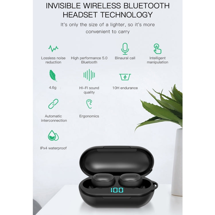 H6 TWS Bluetooth 5.0 หูฟังไร้สาย Bluetooth พร้อมจอแสดงผลดิจิตอลและกล่องชาร์จ รองรับการโทร Siri และ HD