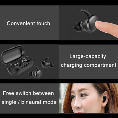 TWS-4 IPX5 กันน้ำบลูทูธ 5.0 Touch หูฟังไร้สายบลูทูธพร้อมกล่องชาร์จ, รองรับ HD Call & Voice Prompts, TWS-4