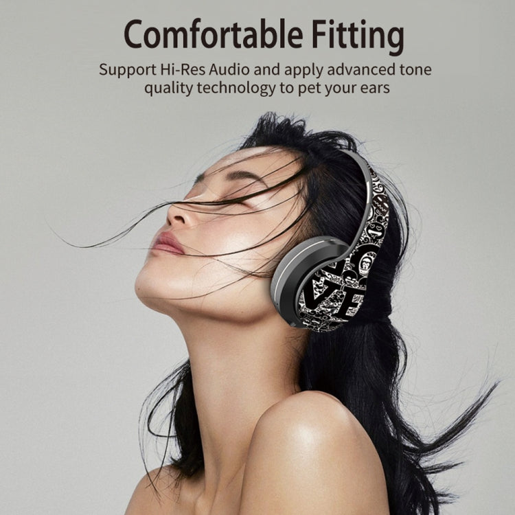 B1 ชุดหูฟัง Bluetooth V5.0 ไร้สายลายกราฟฟิตี้