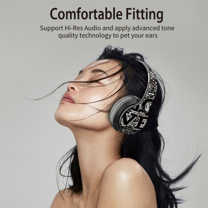 B1 ชุดหูฟัง Bluetooth V5.0 ไร้สายลายกราฟฟิตี้