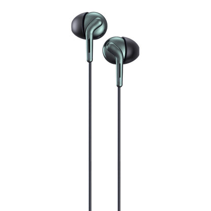 REMAX RM-595 หมุดทอง 3.5 มม. ในหูสเตอริโอ Double-action Metal Music หูฟัง พร้อมระบบควบคุมสายไฟ + MIC รองรับแฮนด์ฟรี