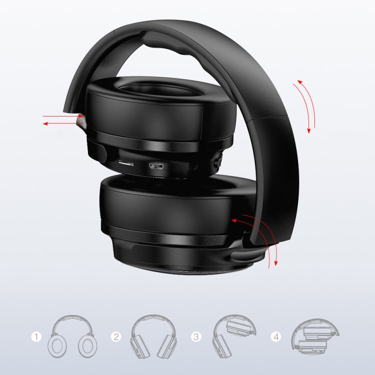 awei A780BL Bluetooth 5.0 หูฟังบลูทูธไร้สายแบบเบสพับได้พร้อมแจ็ค Aux ขนาด 3.5 มม, A780BL