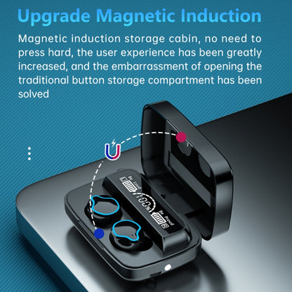M9 บลูทู ธ 5.1 TWS กระจกจอแสดงผลดิจิตอลไร้สายบลูทู ธ หูฟังพร้อมกล่องชาร์จไฟฉายรองรับ Touch & Siri และจอแสดงผลแบตเตอรี่, M9 (Black)