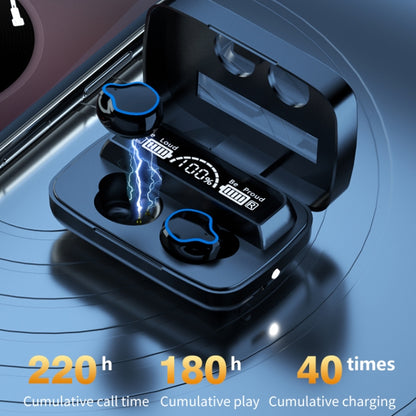M9 บลูทู ธ 5.1 TWS กระจกจอแสดงผลดิจิตอลไร้สายบลูทู ธ หูฟังพร้อมกล่องชาร์จไฟฉายรองรับ Touch & Siri และจอแสดงผลแบตเตอรี่, M9 (Black)