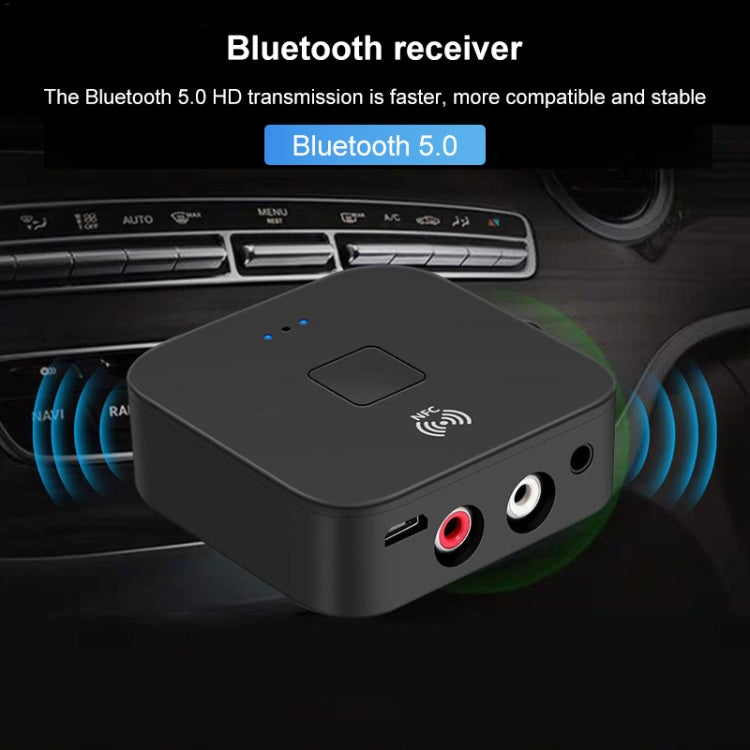 B11 ตัวรับสัญญาณบลูทูธ 5.0 AUX NFC ถึง 2 x อะแดปเตอร์เสียง RCA, B11