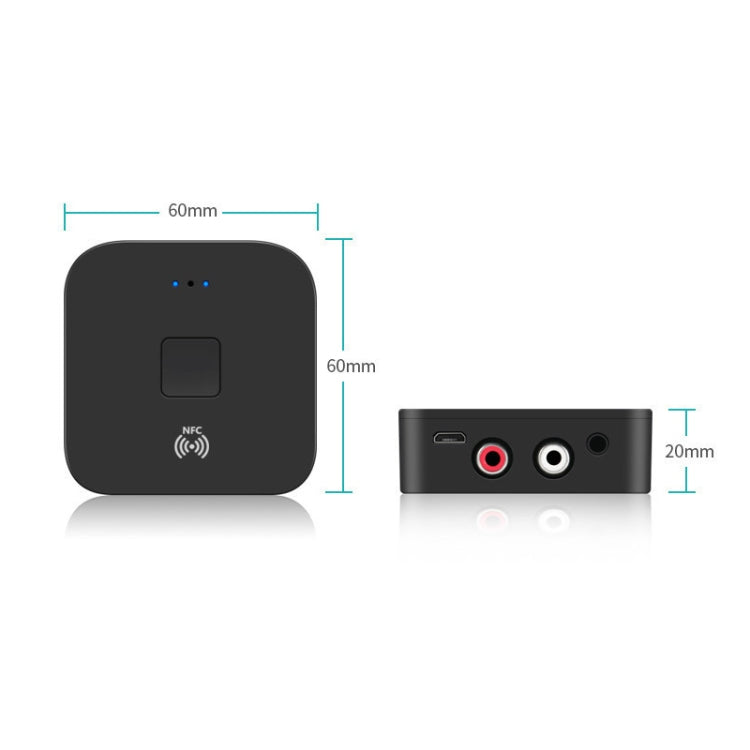 B11 ตัวรับสัญญาณบลูทูธ 5.0 AUX NFC ถึง 2 x อะแดปเตอร์เสียง RCA, B11