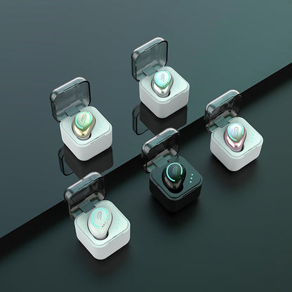 M-B8 Bluetooth 5.0 หูฟังบลูทูธไร้สายสเตอริโอในหูขนาดเล็กที่มองไม่เห็นพร้อมกล่องชาร์จ
