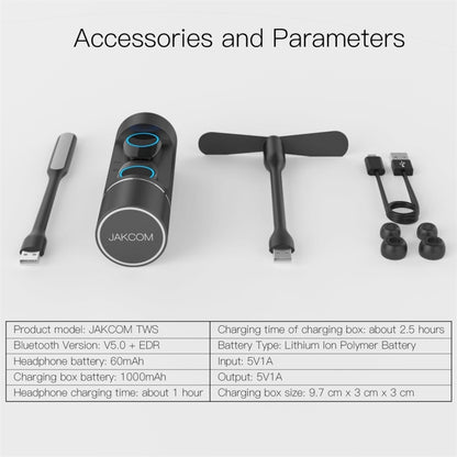 JAKCOM TWS Bluetooth 5.0 ชุดหูฟังบลูทูธไร้สายกันน้ำมัลติฟังก์ชั่น