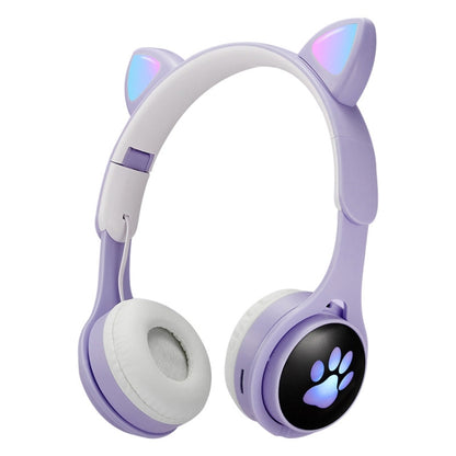 B30 Cat Paw Cat Ears ชุดหูฟังบลูทูธแบบพับได้สีสันสดใสพร้อมแจ็ค 3.5 มม. และช่องเสียบการ์ด TF