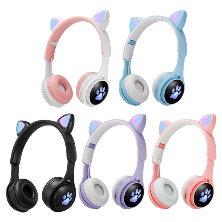 B30 Cat Paw Cat Ears ชุดหูฟังบลูทูธแบบพับได้สีสันสดใสพร้อมแจ็ค 3.5 มม. และช่องเสียบการ์ด TF