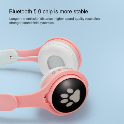 B30 Cat Paw Cat Ears ชุดหูฟังบลูทูธแบบพับได้สีสันสดใสพร้อมแจ็ค 3.5 มม. และช่องเสียบการ์ด TF