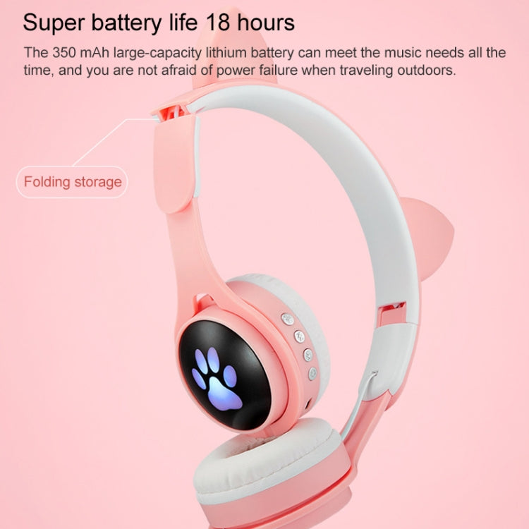 B30 Cat Paw Cat Ears ชุดหูฟังบลูทูธแบบพับได้สีสันสดใสพร้อมแจ็ค 3.5 มม. และช่องเสียบการ์ด TF