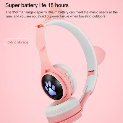 B30 Cat Paw Cat Ears ชุดหูฟังบลูทูธแบบพับได้สีสันสดใสพร้อมแจ็ค 3.5 มม. และช่องเสียบการ์ด TF