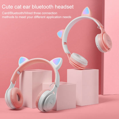 M6 Luminous Cat Ears ชุดหูฟัง Bluetooth แบบพับได้สองสีพร้อมแจ็ค 3.5 มม. และช่องเสียบการ์ด TF, Two-color Pink, Two-color Purple, Two-color White