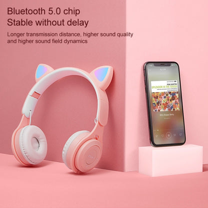 M6 Luminous Cat Ears ชุดหูฟัง Bluetooth แบบพับได้สองสีพร้อมแจ็ค 3.5 มม. และช่องเสียบการ์ด TF, Two-color Pink, Two-color Purple, Two-color White