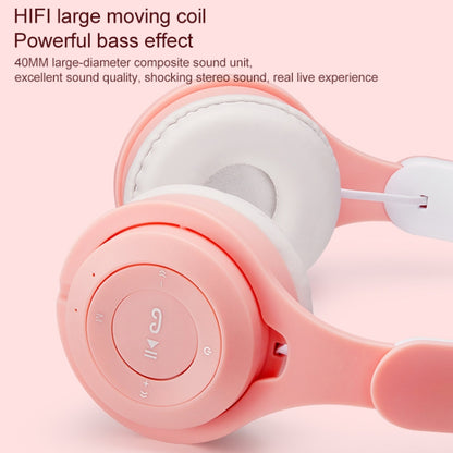 M6 Luminous Cat Ears ชุดหูฟัง Bluetooth แบบพับได้สองสีพร้อมแจ็ค 3.5 มม. และช่องเสียบการ์ด TF, Two-color Pink, Two-color Purple, Two-color White
