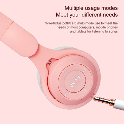 M6 Luminous Cat Ears ชุดหูฟัง Bluetooth แบบพับได้สองสีพร้อมแจ็ค 3.5 มม. และช่องเสียบการ์ด TF, Two-color Pink, Two-color Purple, Two-color White