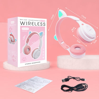 M6 Luminous Cat Ears ชุดหูฟัง Bluetooth แบบพับได้สองสีพร้อมแจ็ค 3.5 มม. และช่องเสียบการ์ด TF, Two-color Pink, Two-color Purple, Two-color White