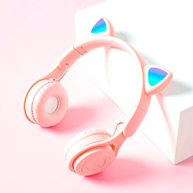 M6 Luminous Cat Ears ชุดหูฟังบลูทูธแบบพับได้สีบริสุทธิ์พร้อมแจ็ค 3.5 มม. และช่องเสียบการ์ด TF, Pure-color Black, Pure-color Pink, Pure-color Blue, Pure-color White