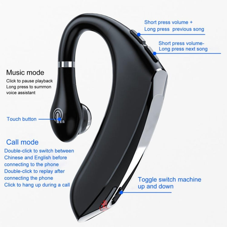 DS800 Bluetooth 5.0 Universal แขวนหูสไตล์ธุรกิจกีฬาหูฟังไร้สาย Bluetooth รุ่นอัพเกรด, Upgrade Version (Black), Upgrade Version (Red)