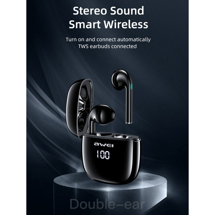 awei T28P Bluetooth V5.0 TWS Ture Wireless Sports ชุดหูฟังจอแสดงผล LED พร้อมเคสชาร์จ