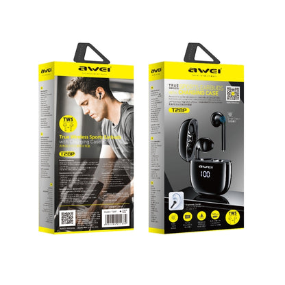 awei T28P Bluetooth V5.0 TWS Ture Wireless Sports ชุดหูฟังจอแสดงผล LED พร้อมเคสชาร์จ