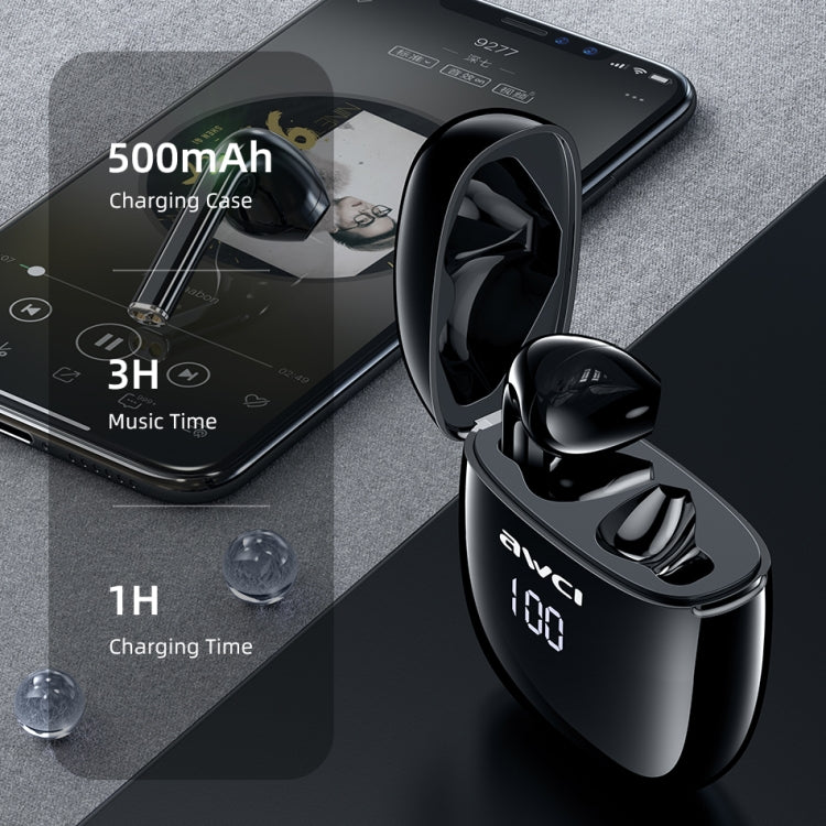 awei T28P Bluetooth V5.0 TWS Ture Wireless Sports ชุดหูฟังจอแสดงผล LED พร้อมเคสชาร์จ