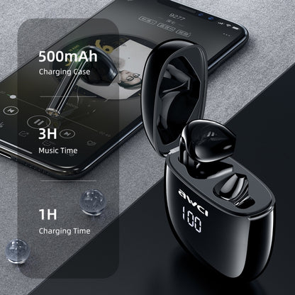 awei T28P Bluetooth V5.0 TWS Ture Wireless Sports ชุดหูฟังจอแสดงผล LED พร้อมเคสชาร์จ