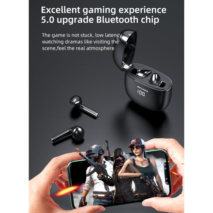 awei T28P Bluetooth V5.0 TWS Ture Wireless Sports ชุดหูฟังจอแสดงผล LED พร้อมเคสชาร์จ
