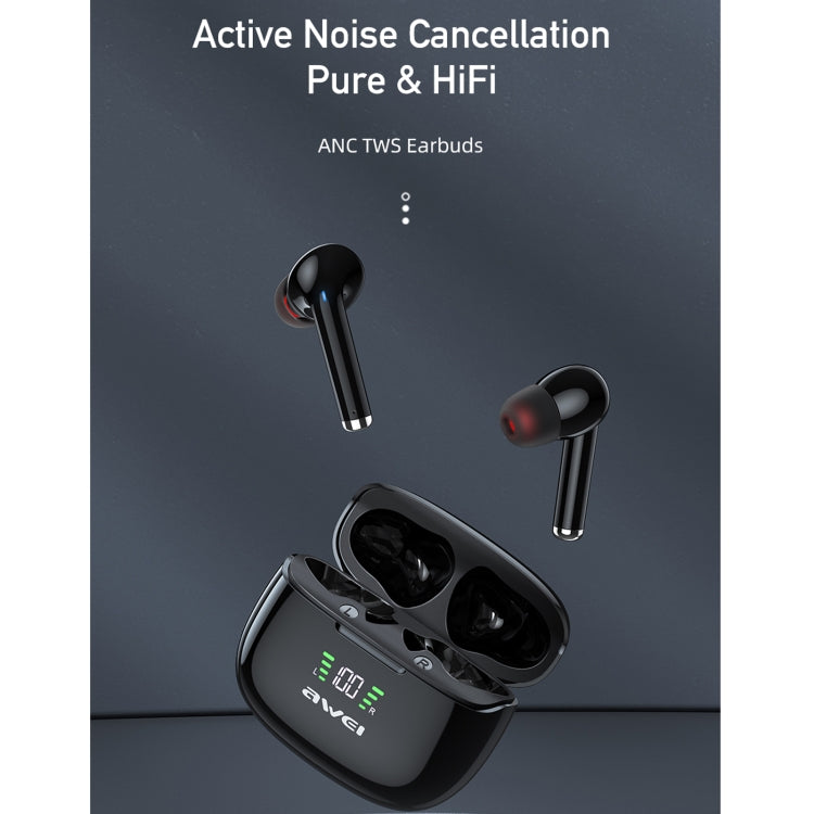 awei TA8 Bluetooth 5.2 ANC หูฟังบลูทูธไร้สายลดเสียงรบกวนที่ใช้งานอยู่, TA8