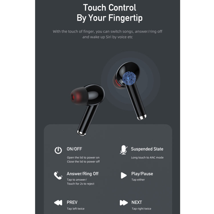 awei TA8 Bluetooth 5.2 ANC หูฟังบลูทูธไร้สายลดเสียงรบกวนที่ใช้งานอยู่, TA8
