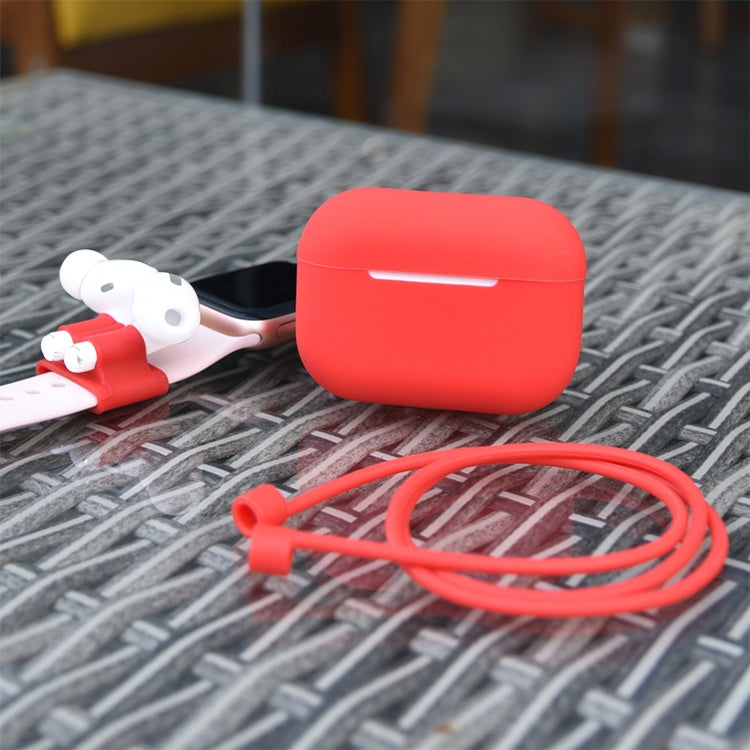 สำหรับ AirPods Pro 3 in 1 เคสซิลิโคนหูฟัง + หัวเข็มขัดหูฟัง + ชุดเชือกป้องกันการสูญหาย