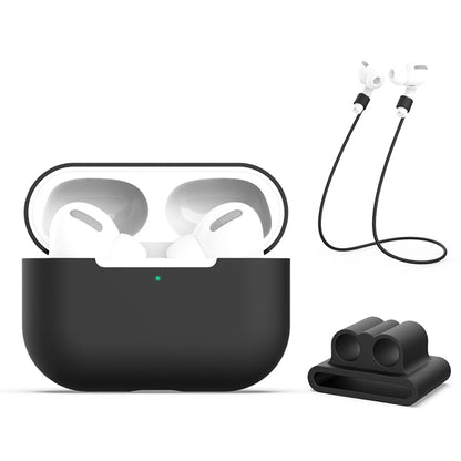 สำหรับ AirPods Pro 3 in 1 เคสซิลิโคนหูฟัง + หัวเข็มขัดหูฟัง + ชุดเชือกป้องกันการสูญหาย