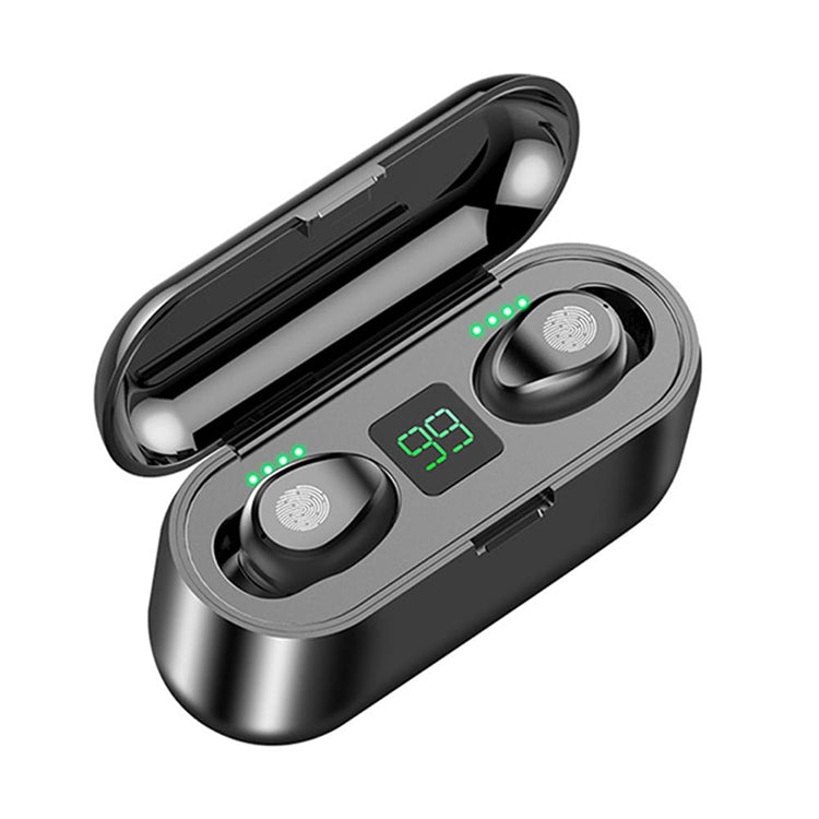 F9 TWS V5.0 Touch Control ชุดหูฟังบลูทูธไร้สาย Binaural พร้อมกล่องชาร์จและจอแสดงผลดิจิตอล, F9