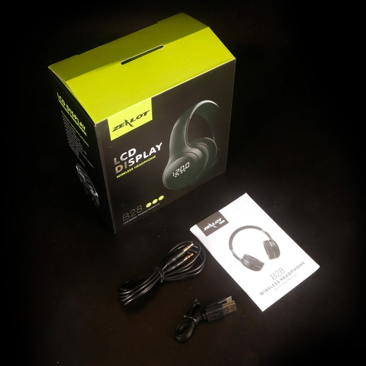 ZEALOT B28 ชุดหูฟังเพลงสเตอริโอ Bluetooth แบบพับได้พร้อมจอแสดงผล