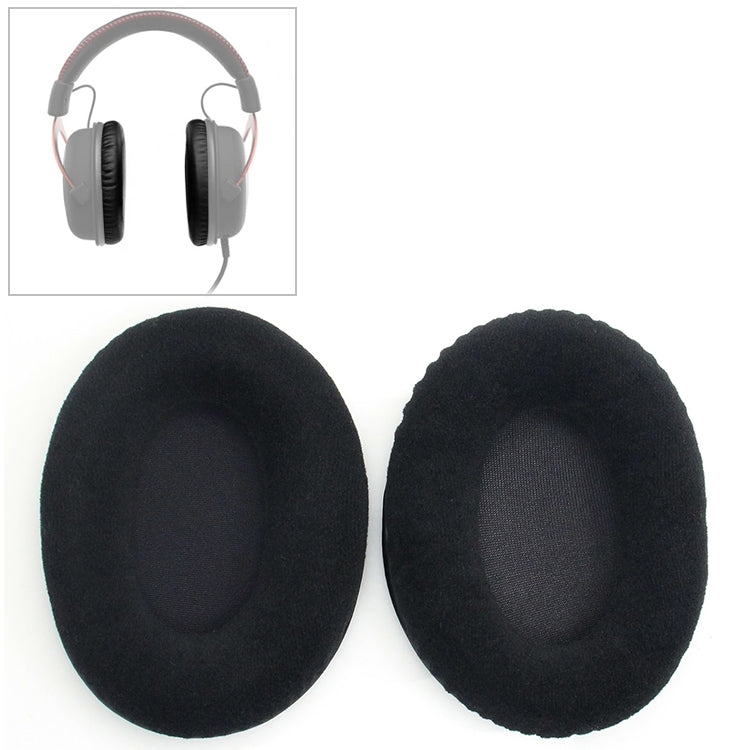 2 PCS สำหรับ Kingston KHX-HSCP / HyperX Cloud II หูฟัง Cushion Flannel สีดำสุทธิฟองน้ำ Earmuffs เปลี่ยนแผ่นรองหูฟัง, For Kingston KHX-HSCP HyperX Cloud II(Flannel Black)