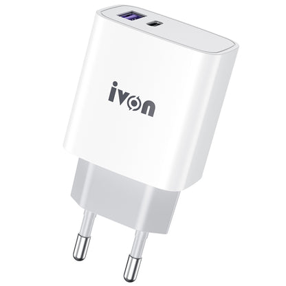 IVON AD52 18W USB-C / Type-C + USB สองพอร์ต PD ชาร์จเร็ว