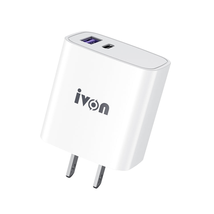 IVON AD52 18W USB-C / Type-C + USB สองพอร์ต PD ชาร์จเร็ว