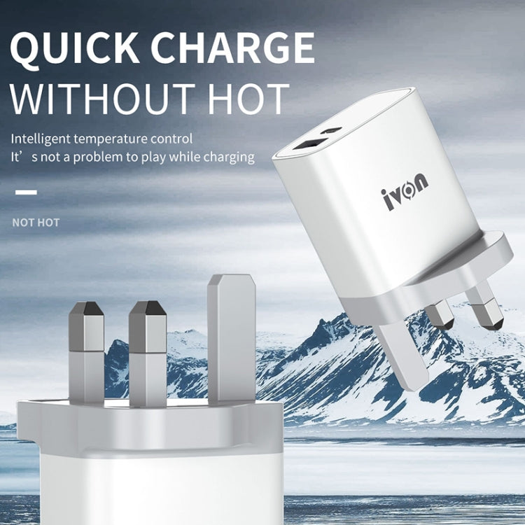 IVON AD52 18W USB-C / Type-C + USB สองพอร์ต PD ชาร์จเร็ว