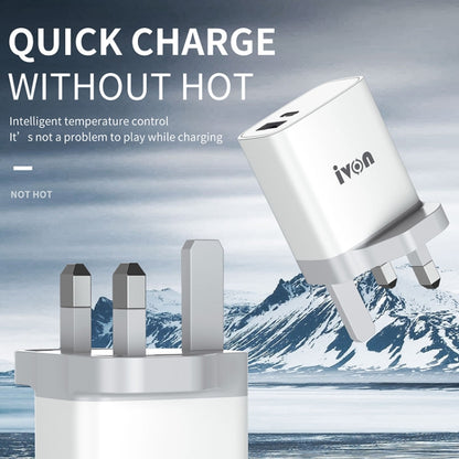 IVON AD52 18W USB-C / Type-C + USB สองพอร์ต PD ชาร์จเร็ว