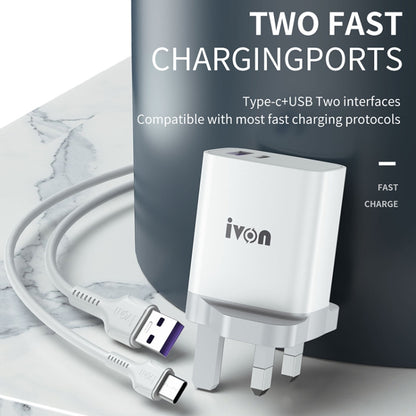 IVON AD52 18W USB-C / Type-C + USB สองพอร์ต PD ชาร์จเร็ว
