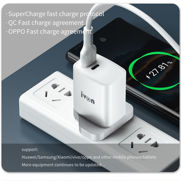 IVON AD52 18W USB-C / Type-C + USB สองพอร์ต PD ชาร์จเร็ว