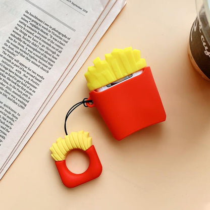 หูฟังไร้สายกันกระแทกชิปป๊อปคอร์นเคสซิลิโคนสำหรับ Apple AirPods 1/2 (ชิป), Chips, Popcorn