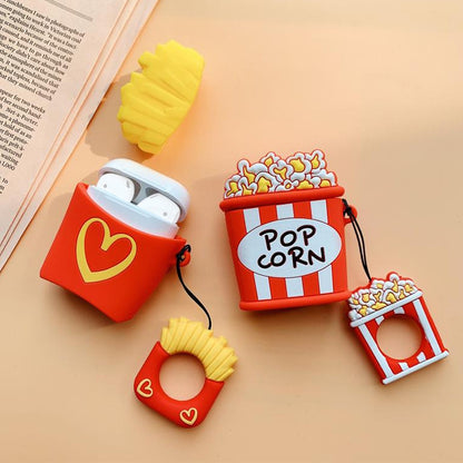 หูฟังไร้สายกันกระแทกชิปป๊อปคอร์นเคสซิลิโคนสำหรับ Apple AirPods 1/2 (ชิป), Chips, Popcorn