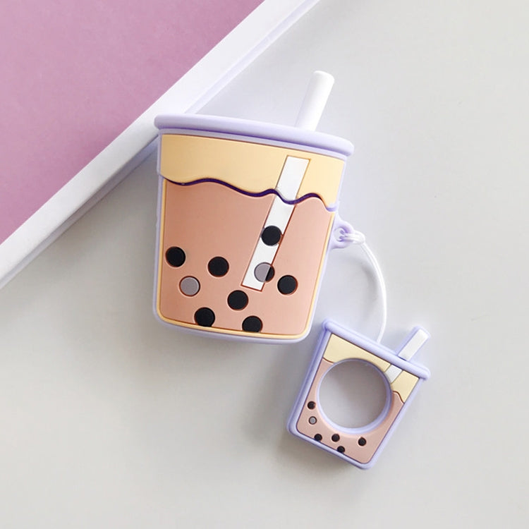 หูฟังไร้สายกันกระแทกชานมไข่มุกซิลิโคนป้องกันสำหรับ Apple AirPods 1/2, Orange, Green, Purple, Apricot