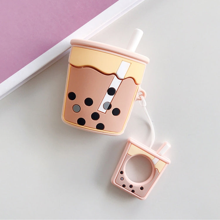 หูฟังไร้สายกันกระแทกชานมไข่มุกซิลิโคนป้องกันสำหรับ Apple AirPods 1/2, Orange, Green, Purple, Apricot