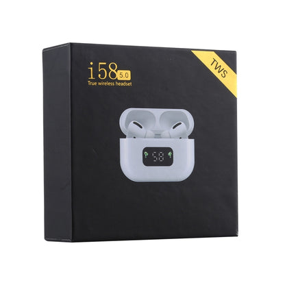 i58 TWS Bluetooth 5.0 Touch หูฟังบลูทูธไร้สายสำหรับอุปกรณ์ระบบ IOS พร้อมกล่องชาร์จแม่เหล็กดึงดูดและจอแสดงผลดิจิตอลอัจฉริยะรองรับ Siri