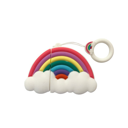 หูฟังไร้สายกันกระแทกเคสซิลิโคนสายรุ้งหลากสีสำหรับ Apple AirPods 1/2